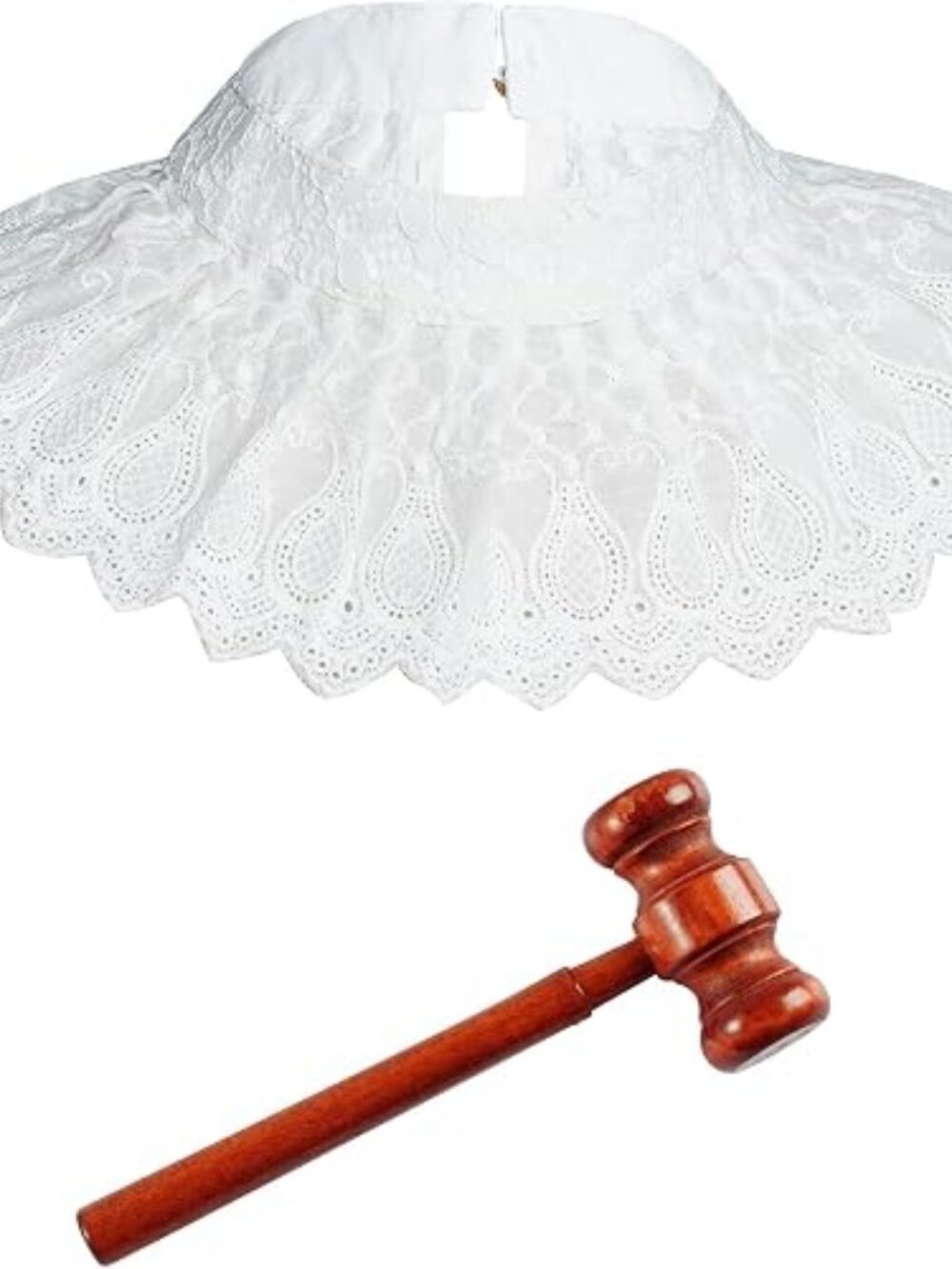NEW Lot of 3 Unisex Judge Collar & Wooden Gavel Costume  - One Size